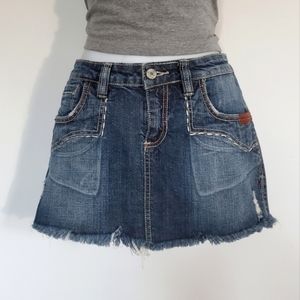 Yag Embroidered Asian Dragon Jean Skirt M